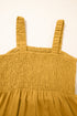 Smocked Sleeveless Solid Wide Leg Pocket Jumpsuit