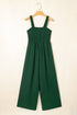 Smocked Sleeveless Solid Wide Leg Pocket Jumpsuit