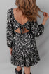 Smocked Square Neck Floral Print Frill Mini Dress