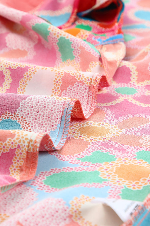 Smocked Square Neck Floral Print Ruffle Tank Top