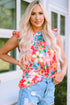Smocked Square Neck Floral Print Ruffle Tank Top
