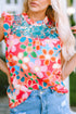 Smocked Square Neck Floral Print Ruffle Tank Top