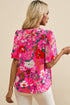 Smocked Square Neck Flutter Sleeve Floral Print Blouse