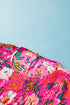 Smocked Square Neck Flutter Sleeve Floral Print Blouse
