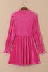 Smocked Velvet Mock Neck Long Sleeve Mini Dress