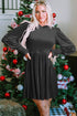 Smocked Velvet Mock Neck Long Sleeve Mini Dress