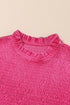 Smocked Velvet Mock Neck Long Sleeve Mini Dress