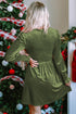 Smocked Velvet Mock Neck Long Sleeve Mini Dress