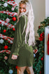 Smocked Velvet Mock Neck Long Sleeve Mini Dress
