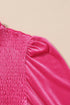 Smocked Velvet Mock Neck Long Sleeve Mini Dress