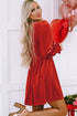 Smocked Velvet Mock Neck Long Sleeve Mini Dress