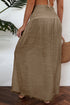 Smocked Waist High Slit Fringed Maxi Skirt