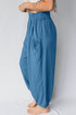 Smocked Waist Solid Cotton Viscose Jogger Style Pants