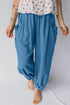 Smocked Waist Solid Cotton Viscose Jogger Style Pants