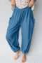 Smocked Waist Solid Cotton Viscose Jogger Style Pants