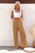 Smocked Wide Waistband High Waist Wide Leg Pants