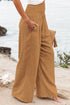 Smocked Wide Waistband High Waist Wide Leg Pants