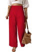 Smocked Wide Waistband High Waist Wide Leg Pants