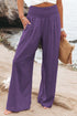 Smocked Wide Waistband High Waist Wide Leg Pants