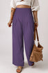 Smocked Wide Waistband High Waist Wide Leg Pants