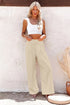 Smocked Wide Waistband High Waist Wide Leg Pants