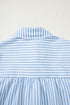 Smocked Yoke Striped Puff Sleeve Popover Blouse