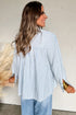 Smocked Yoke Striped Puff Sleeve Popover Blouse