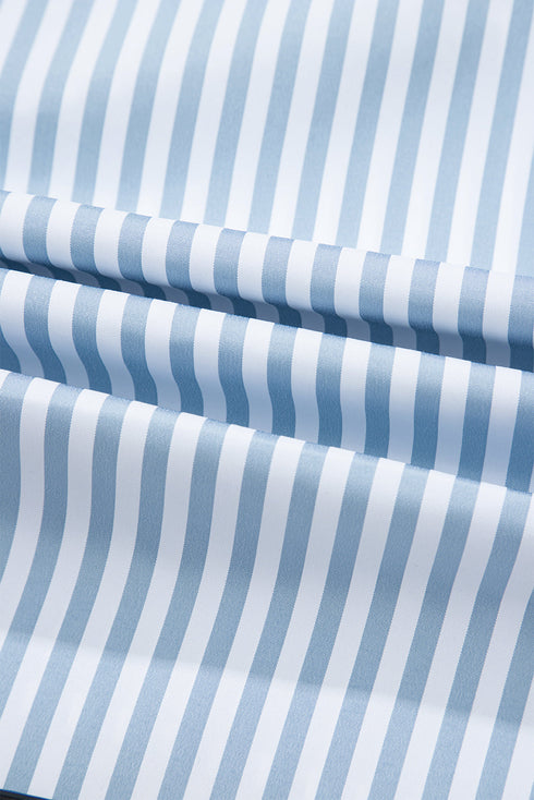 Smocked Yoke Striped Puff Sleeve Popover Blouse