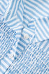 Smocked Yoke Striped Puff Sleeve Popover Blouse