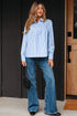 Smocked Yoke Striped Puff Sleeve Popover Blouse