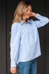 Smocked Yoke Striped Puff Sleeve Popover Blouse
