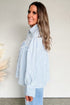 Smocked Yoke Striped Puff Sleeve Popover Blouse