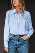 Smocked Yoke Striped Puff Sleeve Popover Blouse