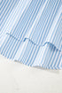 Smocked Yoke Striped Puff Sleeve Popover Blouse