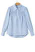 Smocked Yoke Striped Puff Sleeve Popover Blouse