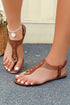 Smooth Faux Leather Cutout T Strap Thong Sandals
