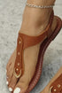 Smooth Faux Leather Cutout T Strap Thong Sandals