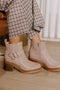 Smooth Faux Leather Front Zip Ring Pull Chunky Boots