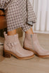 Smooth Faux Leather Front Zip Ring Pull Chunky Boots