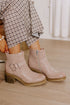Smooth Faux Leather Front Zip Ring Pull Chunky Boots