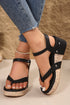 Smooth Faux Leather Thong Strap Platform Wedge Sandals