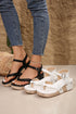 Smooth Faux Leather Thong Strap Platform Wedge Sandals