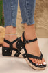 Smooth Faux Leather Thong Strap Platform Wedge Sandals