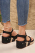 Smooth Faux Leather Thong Strap Platform Wedge Sandals