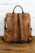 Smooth Faux Leather Wide Embroidered Strap Backpack