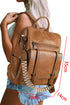 Smooth Faux Leather Wide Embroidered Strap Backpack