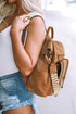Smooth Faux Leather Wide Embroidered Strap Backpack