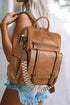 Smooth Faux Leather Wide Embroidered Strap Backpack