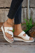 Smooth Strap Buckle Detail Open Toe Wedge Slippers
