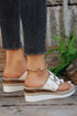 Smooth Strap Buckle Detail Open Toe Wedge Slippers
